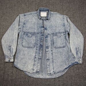 VTG Worker by Rigolletto Acid Wash Jean Trucker Jacket Mens Small 80s 90s Grunge